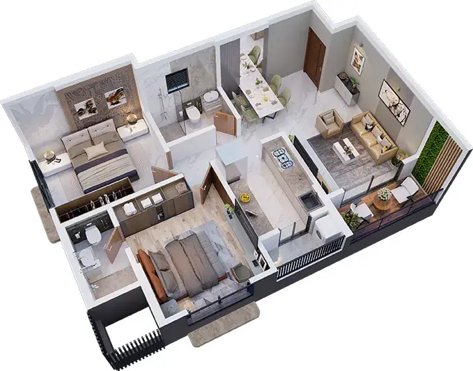 Aayush Aurum 2 BHK Floor Plan Type 2